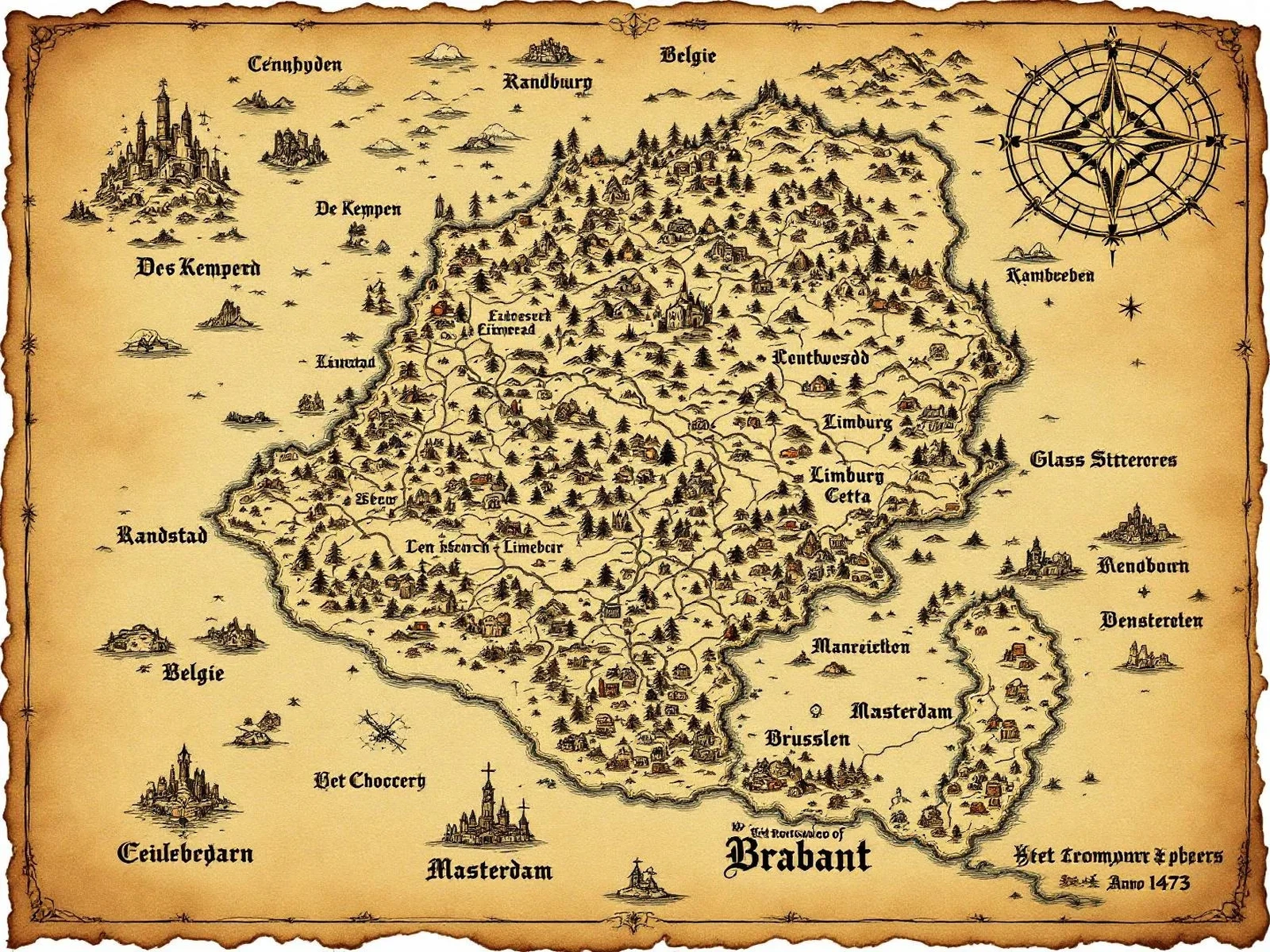 Reign of Brabant wereldkaart — vier facties, een continent